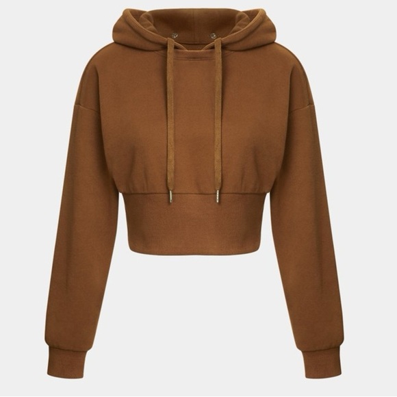 Halara Removable Hood Drawstring Cropped Fleece Cotton Hoodie | NEW!!!!🤎🐶 - Picture 9 of 15